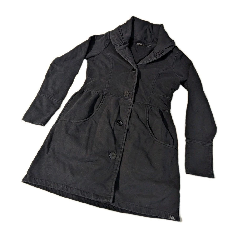 prAna Mariska‎ Women's Jacket Cotton Button Organic Cotton Coat Mock Black Small